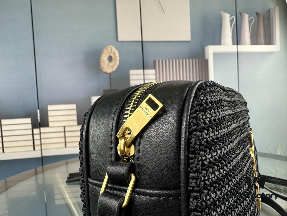YSL Saint Laurent Calfskin Woven Camera Bag with Box ||| NEW Lou Camera Bag - Black Woven with Gold-Tone Hardware, Italian Calfskin