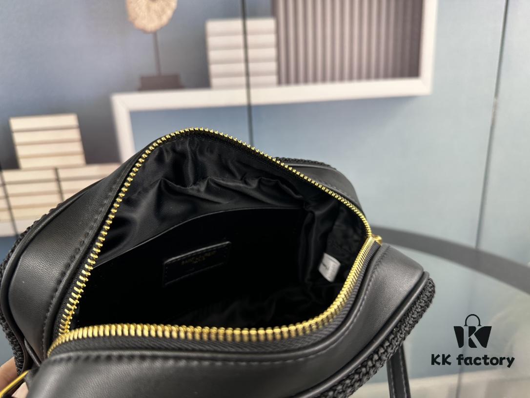 YSL Saint Laurent Calfskin Woven Camera Bag with Box ||| NEW Lou Camera Bag - Black Woven with Gold-Tone Hardware, Italian Calfskin