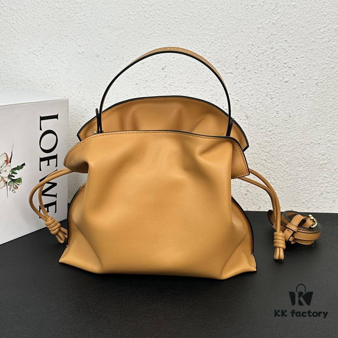 Top Original Batch: Large 240, Small 230 Loewe Flamenco Lucky Bag, Can Be Carried by Hand or Crossbody, Plain Calfskin