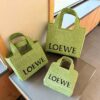 Loewe Anagram Basket Embroidered Logo Straw Woven Shopping Bag Tote Summer New Arrival Basket Bag Woven Leather-Combined Tote Beach Vacation Handbag