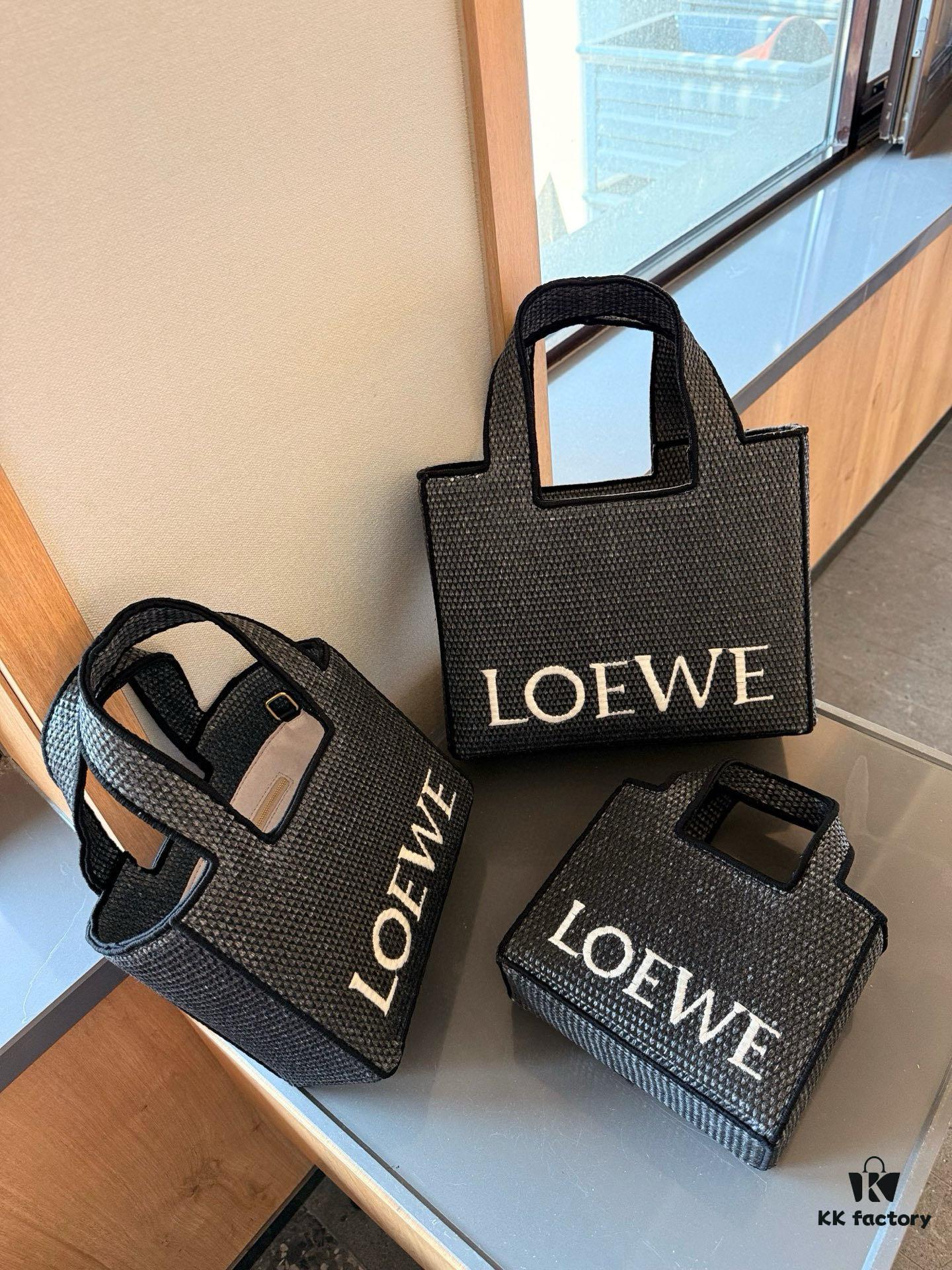 Loewe Anagram Basket Embroidered Logo Straw Woven Shopping Bag Tote Summer New Arrival Basket Bag Woven Leather-Combined Tote Beach Vacation Handbag