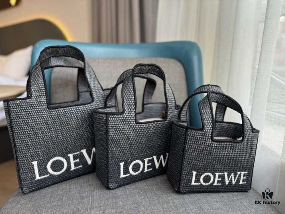 Loewe Anagram Basket Embroidered Logo Rattan Woven Shopping Tote Beach Bag Summer New Arrival Basket Bag Woven Leather-Trimmed Tote for Beach and Vacation
