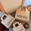Loewe Anagram Basket Embroidered Logo Straw Woven Shopping Tote Summer New Arrival Basket Bag Mini/Medium/Large Sizes