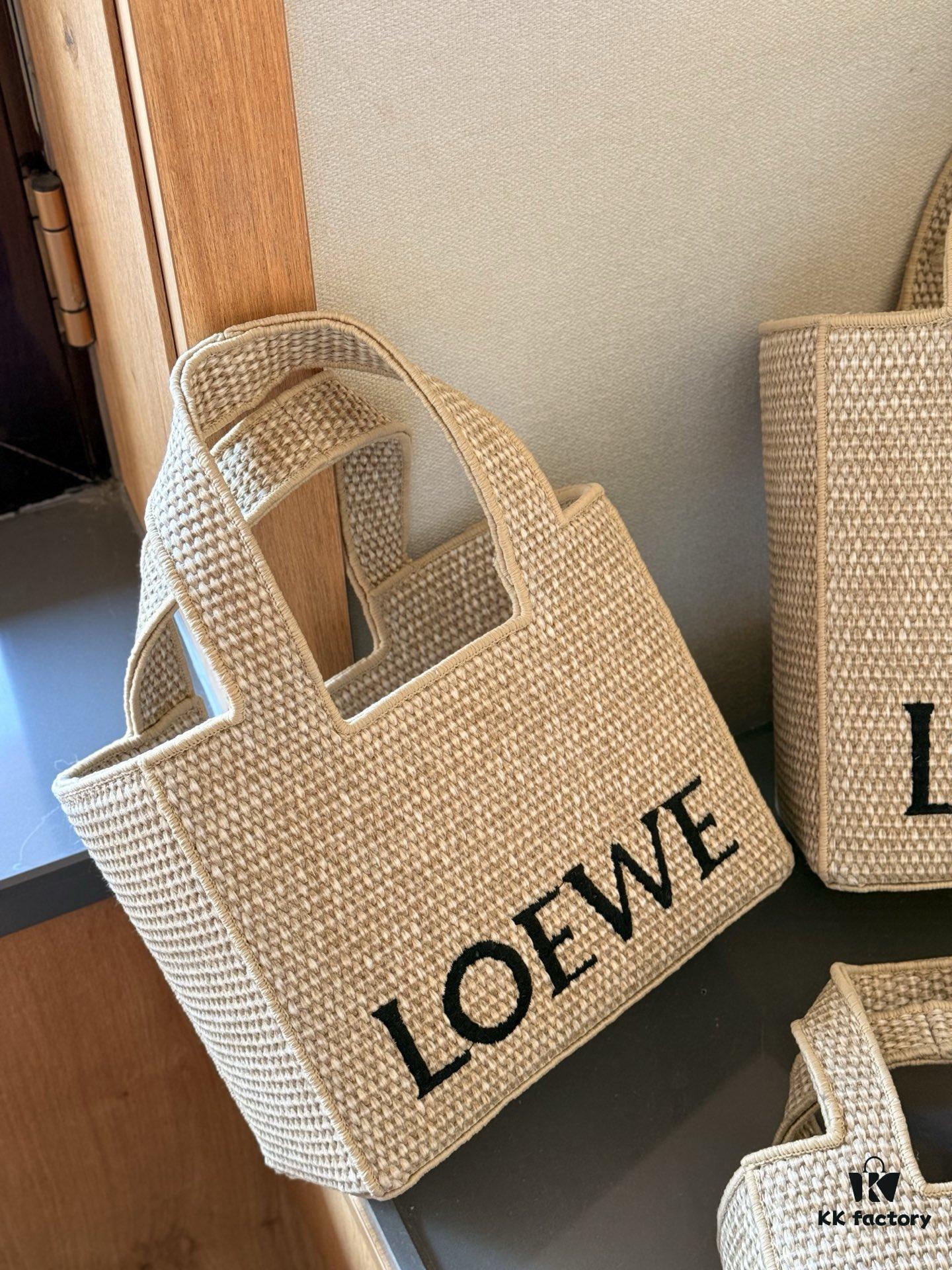 Loewe Anagram Basket Embroidered Logo Straw Woven Shopping Tote Summer New Arrival Basket Bag Mini/Medium/Large Sizes