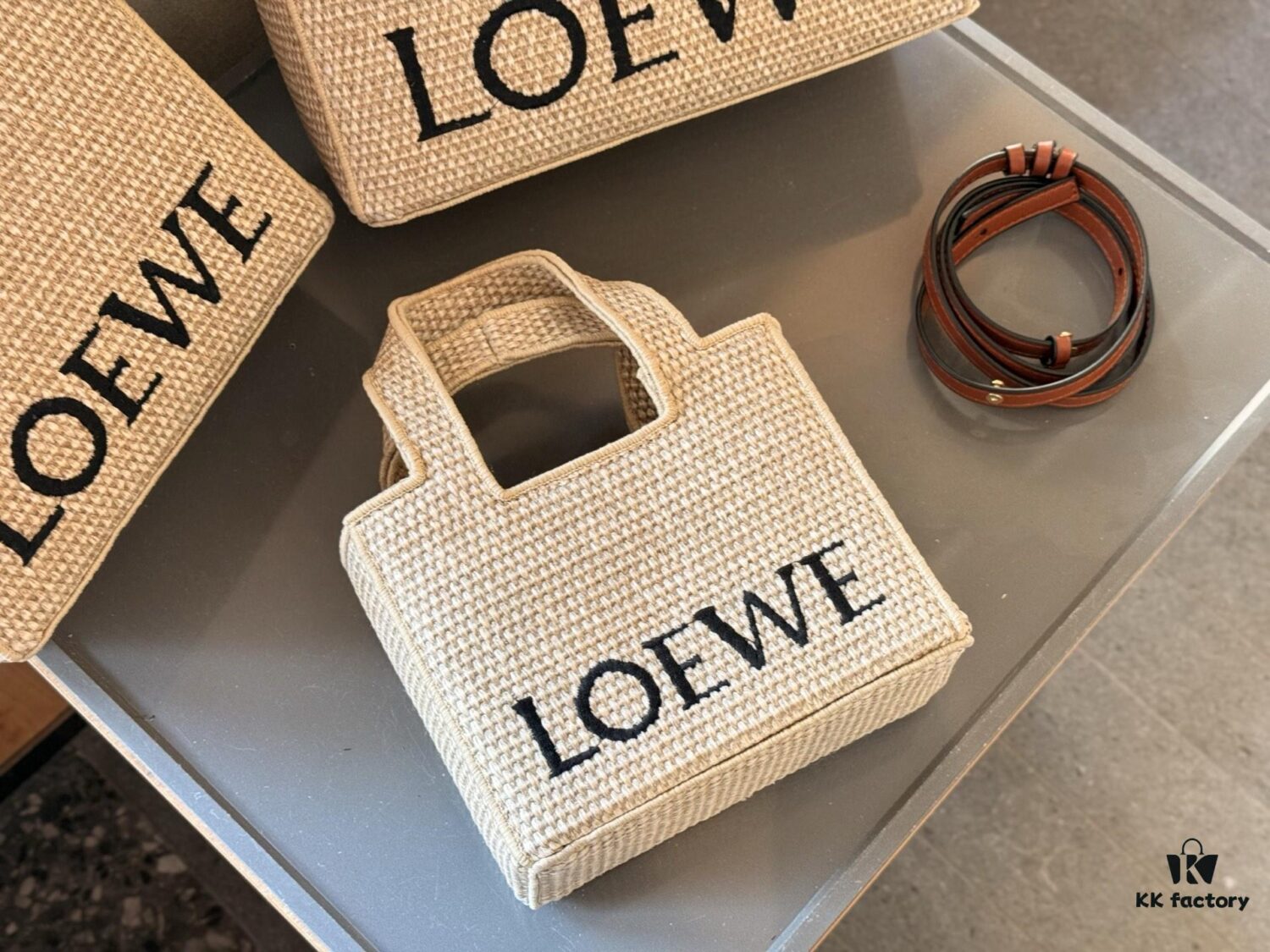 Loewe Anagram Basket Embroidered Logo Straw Woven Shopping Tote Summer New Arrival Basket Bag Mini/Medium/Large Sizes