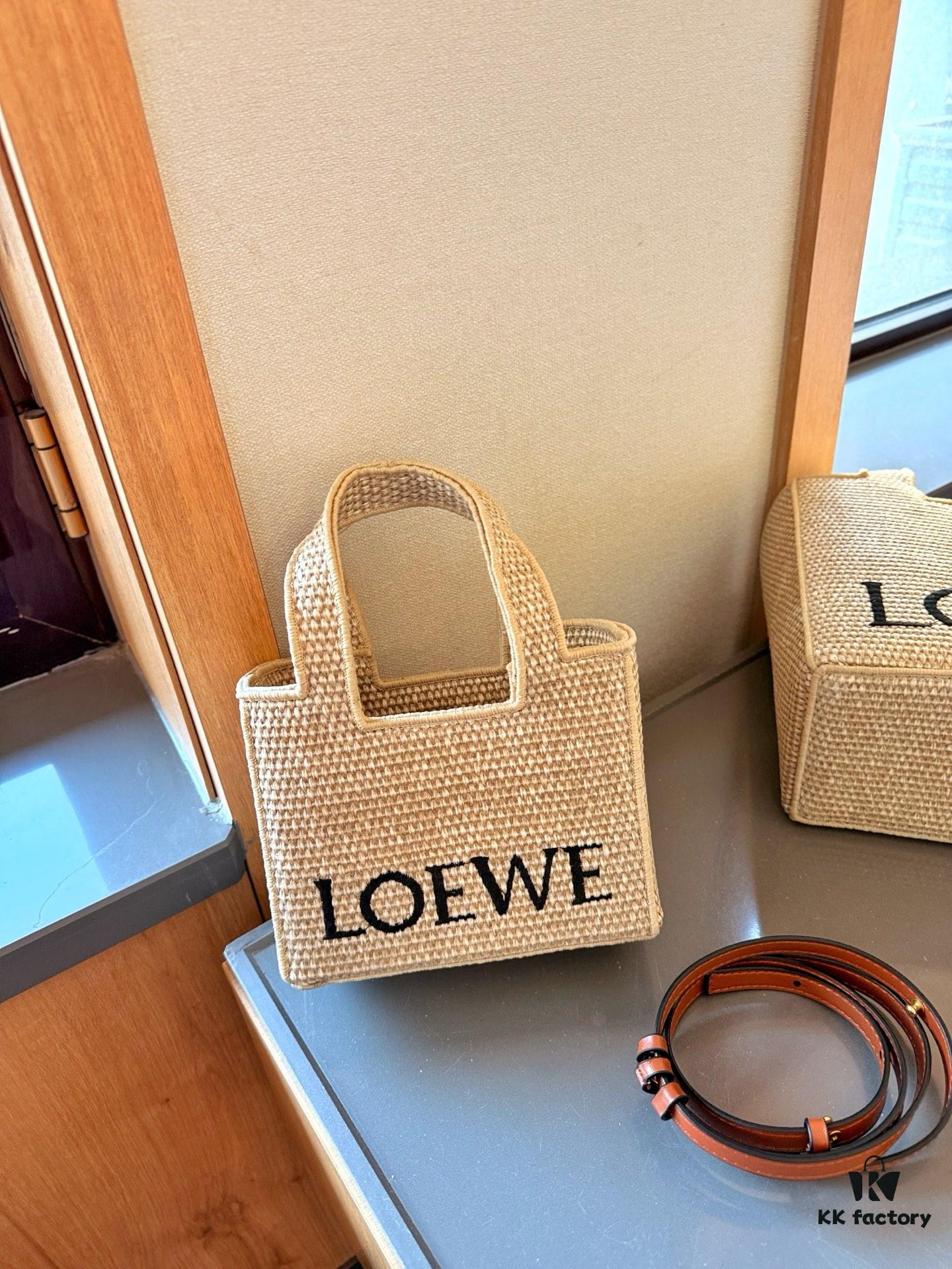 Loewe Anagram Basket Embroidered Logo Straw Woven Shopping Tote Summer New Arrival Basket Bag Mini/Medium/Large Sizes
