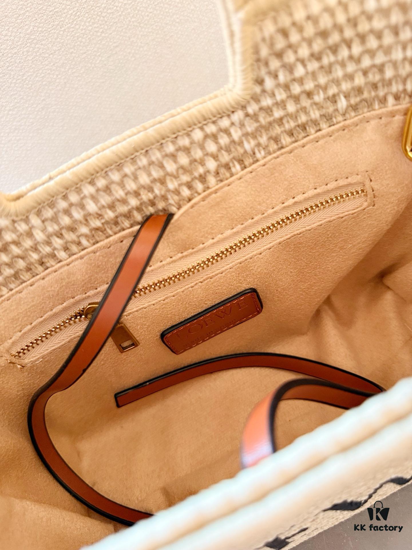 Loewe Anagram Basket Embroidered Logo Straw Woven Shopping Tote Summer New Arrival Basket Bag Mini/Medium/Large Sizes