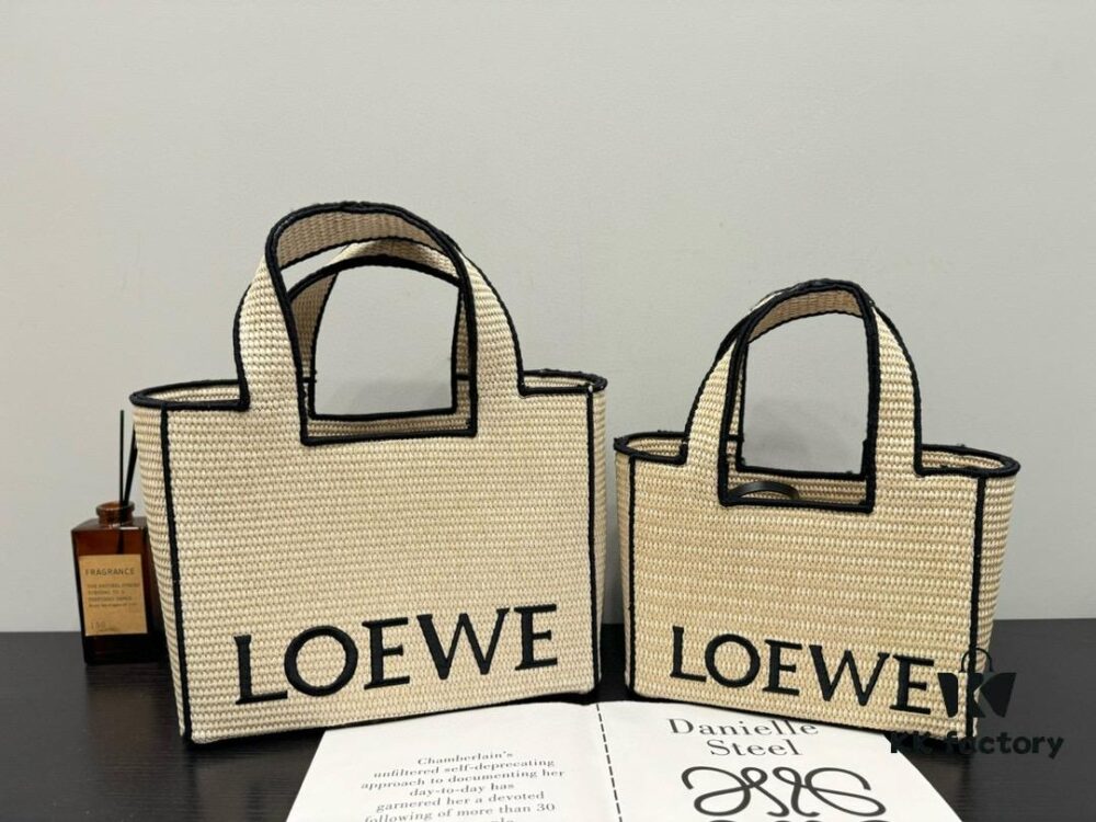 Loewe Anagram Basket Embroidered Logo Woven Straw Tote Bag Summer New Arrival Basket Bag Large and Small Sizes