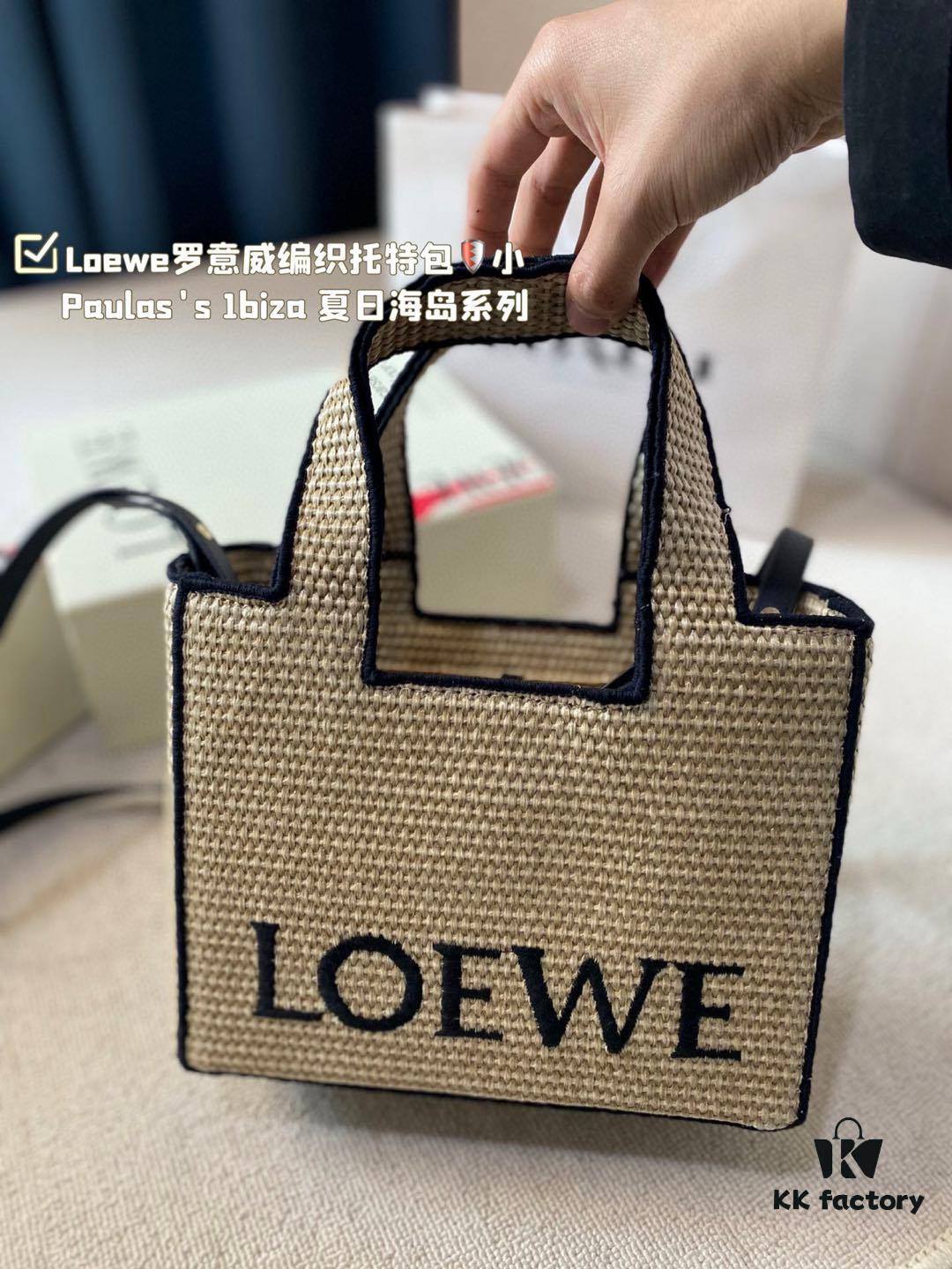 Loewe Anagram Basket Embroidered Logo Woven Straw Tote Bag Summer New Arrival Basket Bag Large and Small Sizes