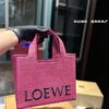 Loewe Anagram Basket Embroidered Logo Woven Straw Tote Bag Summer New Arrival Seagrass Bag Basket Bag Small and Large Woven Leather-Trimmed Shopping Tote Beach Vacation Handbag