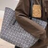 Loewe & T Tote Embroidered Jacquard Fabric with Leather — Shopping Bag