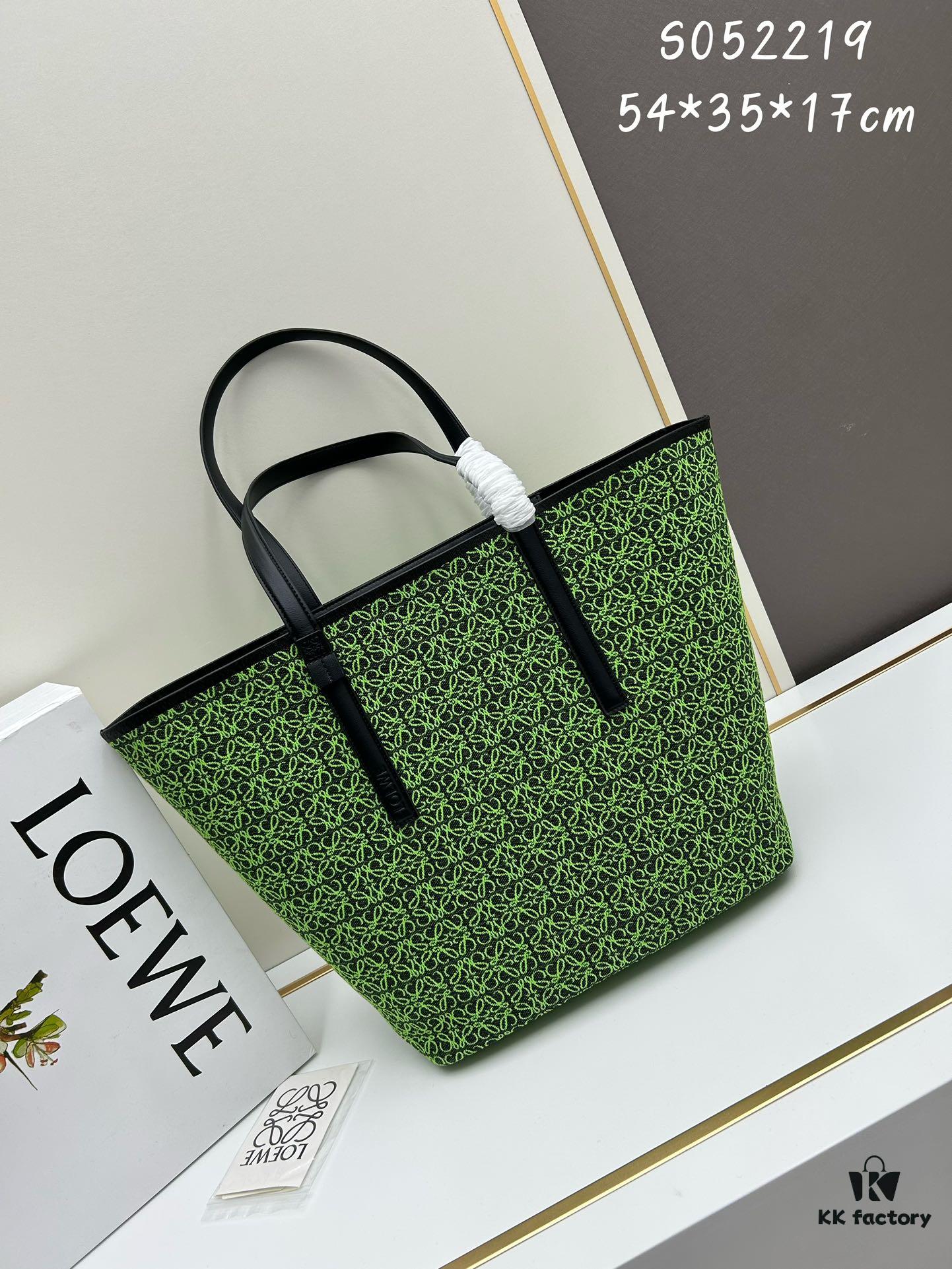 Loewe & T Tote Embroidered Jacquard Fabric with Leather — Shopping Bag
