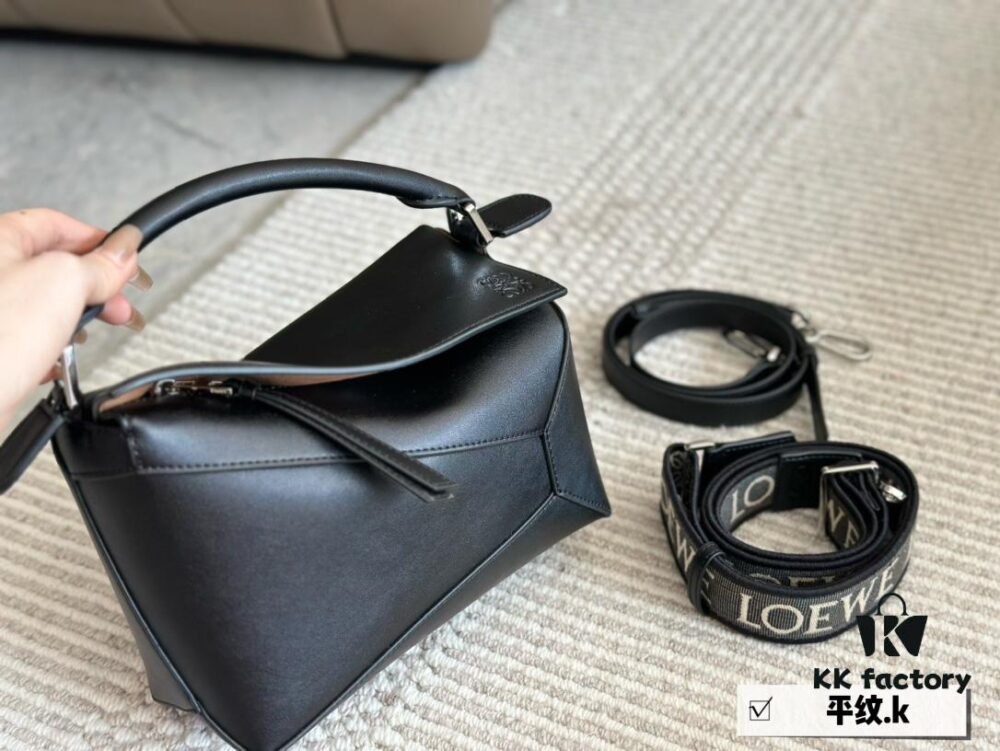 Box Set (Double Shoulder Strap) Loewe Puzzle Geometric Bag, Genuine Cowhide Leather, 24*15cm