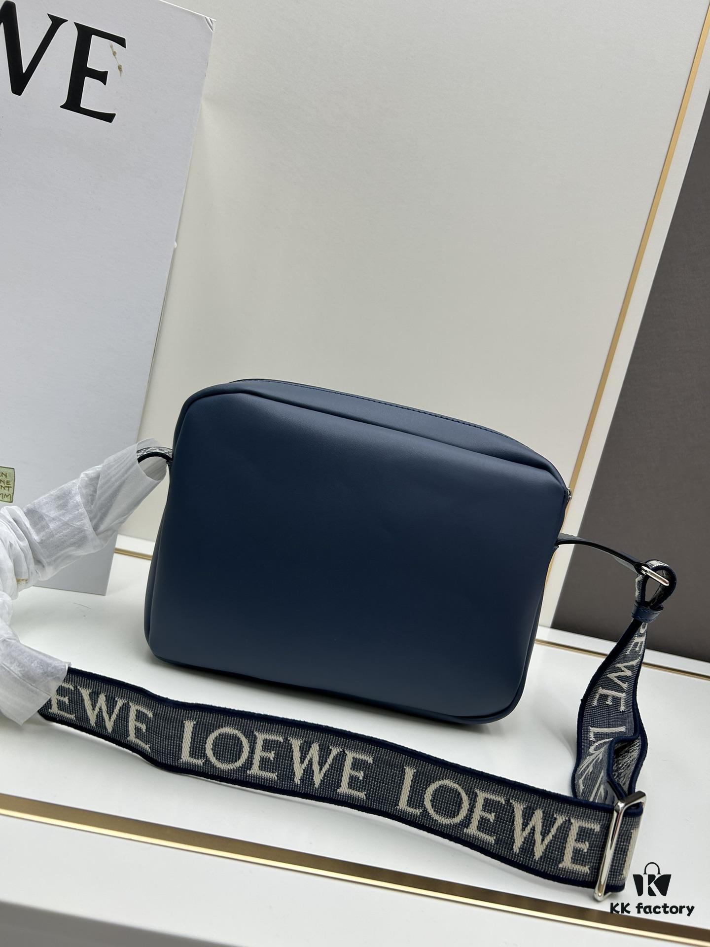 Loewe New Soft Smooth Calfskin Leather and Jacquard Fabric Military Messenger Bag for Men