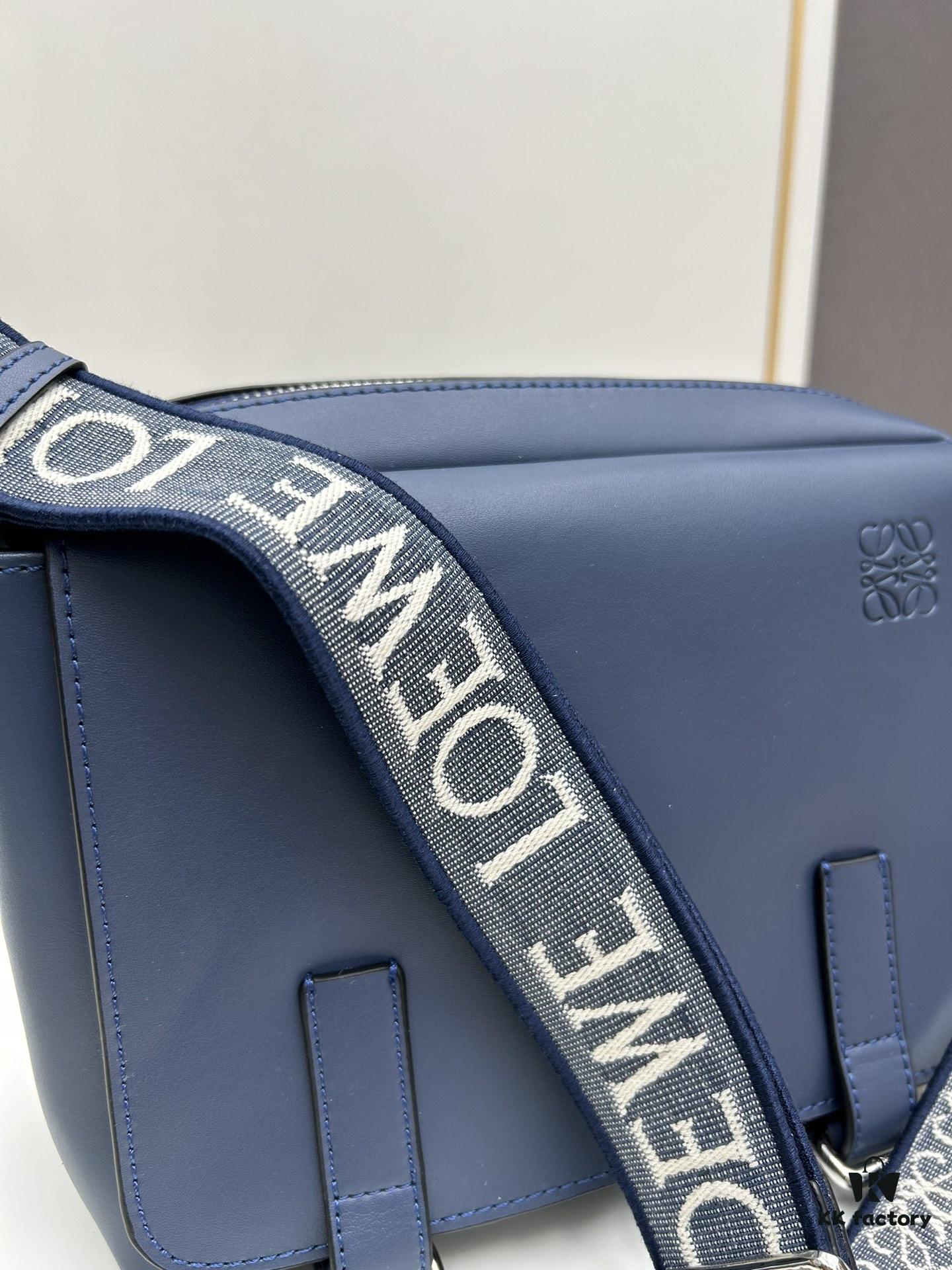 Loewe New Soft Smooth Calfskin Leather and Jacquard Fabric Military Messenger Bag for Men