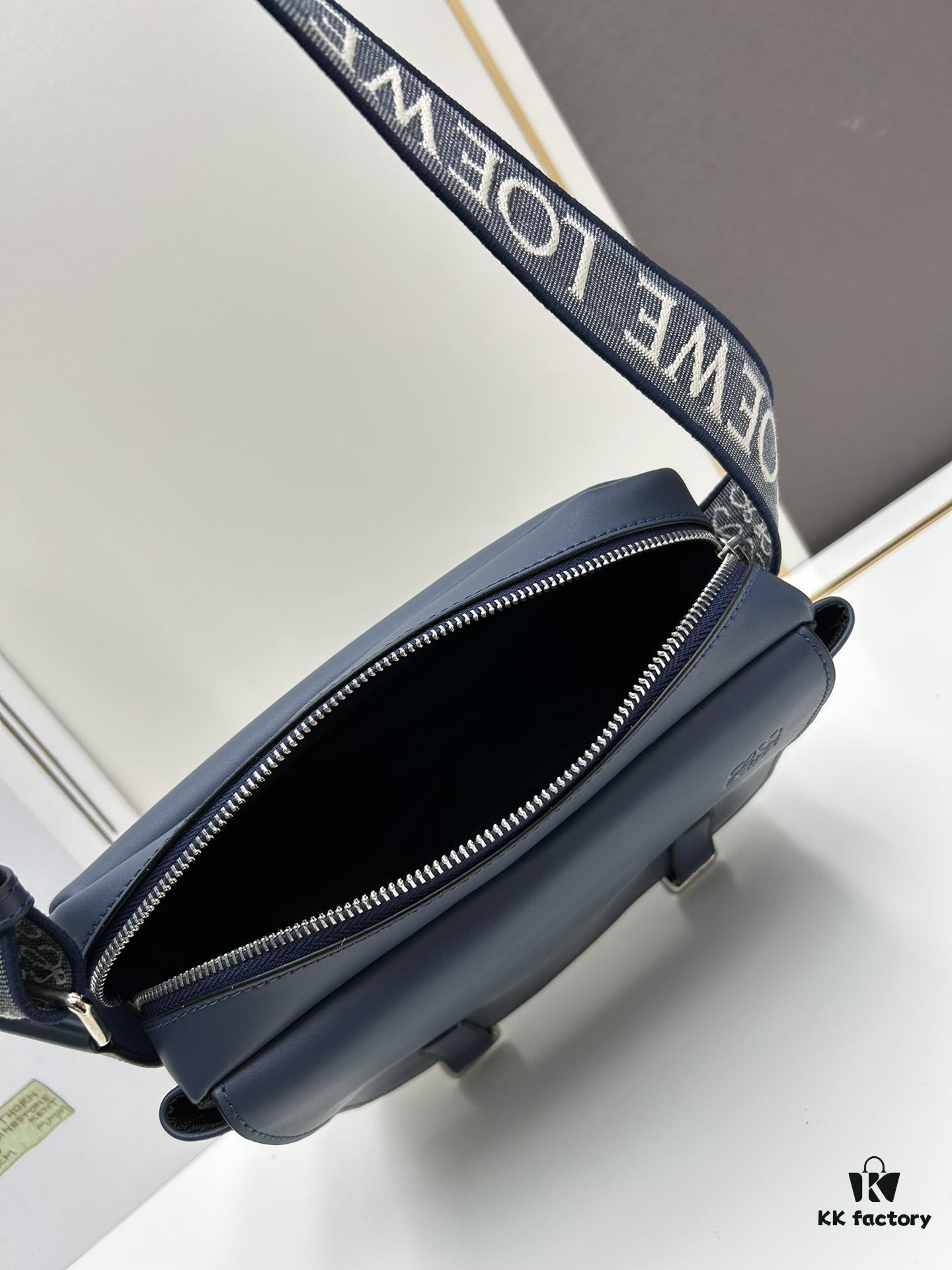 Loewe New Soft Smooth Calfskin Leather and Jacquard Fabric Military Messenger Bag for Men