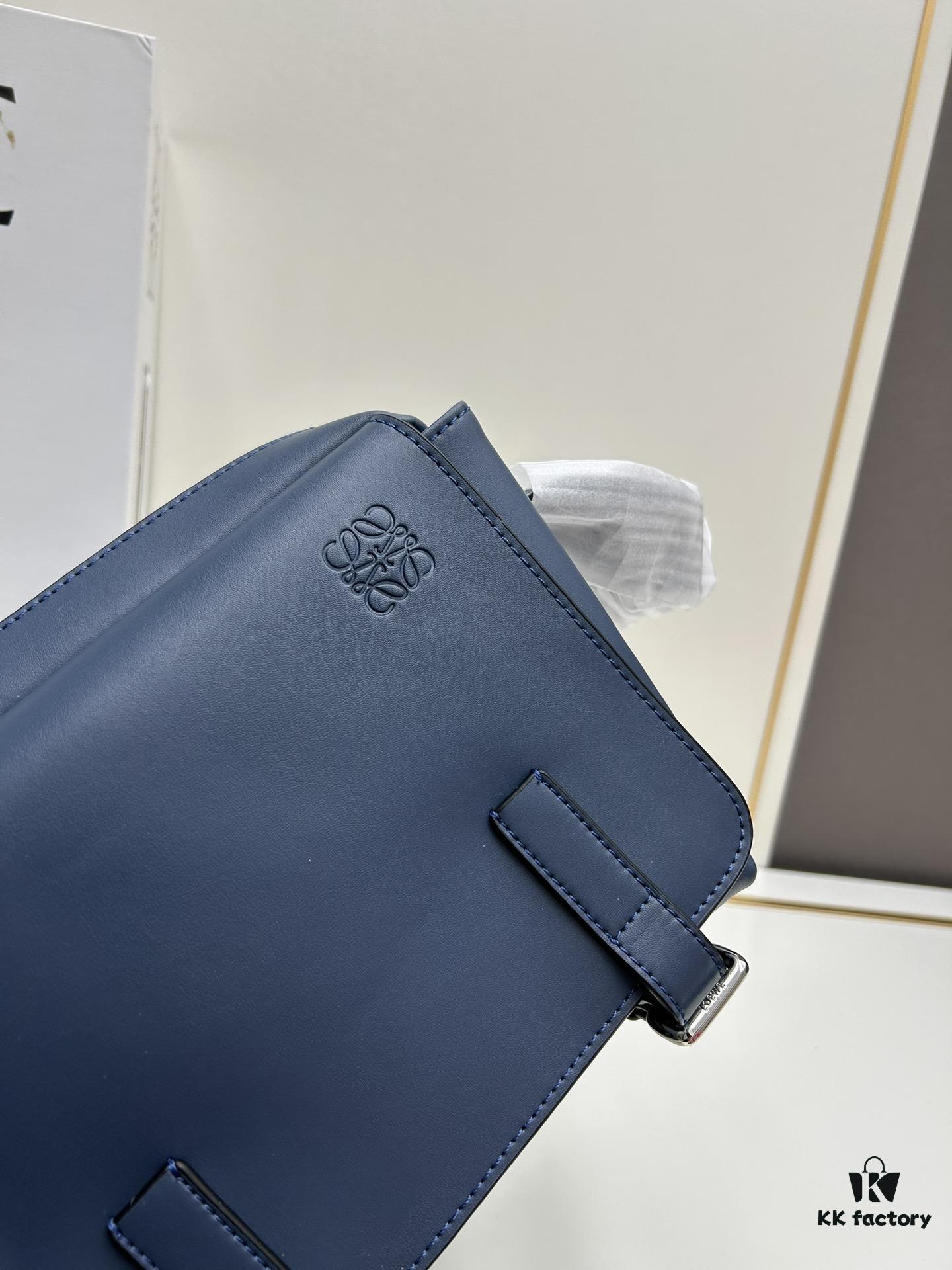 Loewe New Soft Smooth Calfskin Leather and Jacquard Fabric Military Messenger Bag for Men