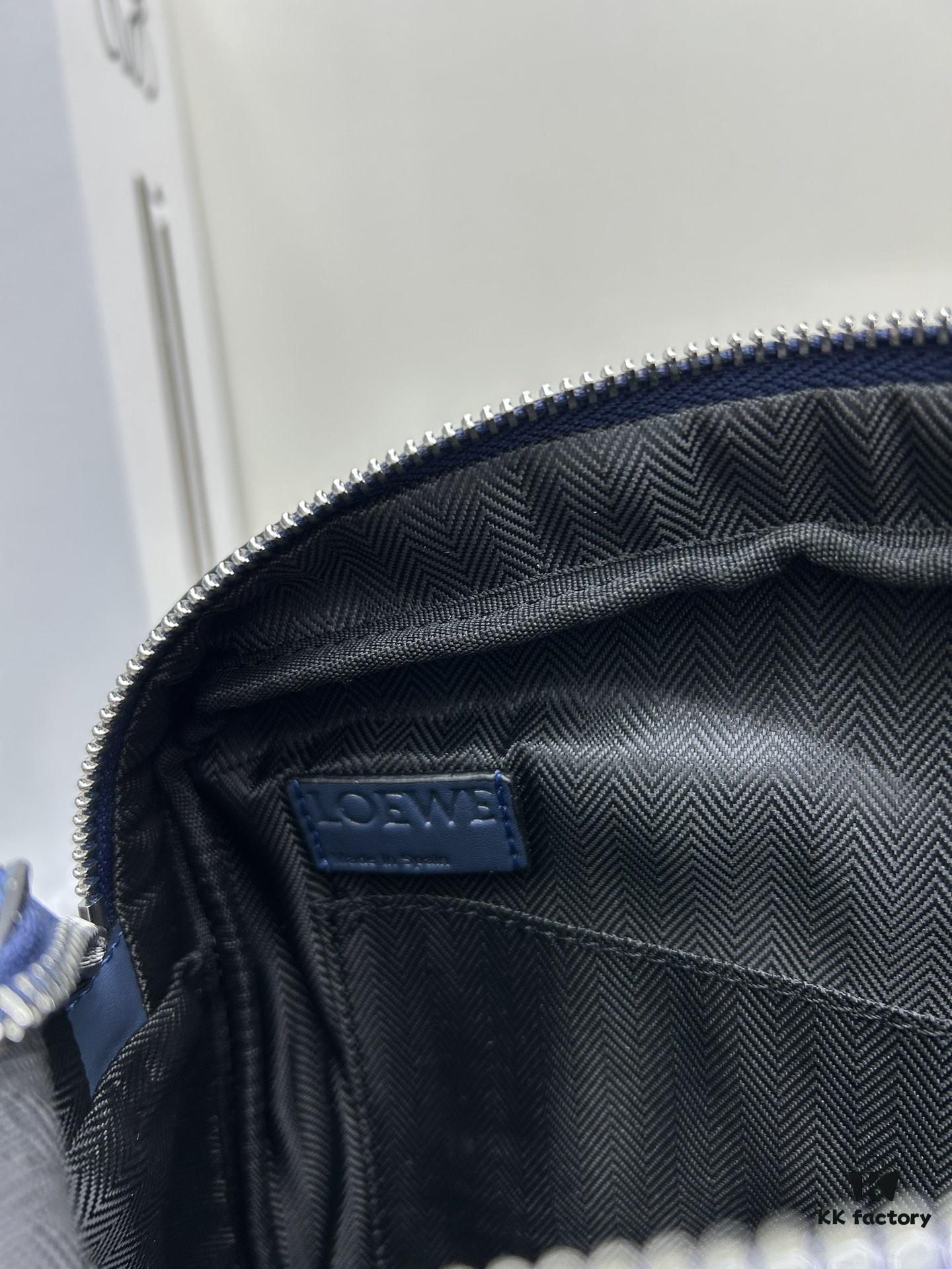 Loewe New Soft Smooth Calfskin Leather and Jacquard Fabric Military Messenger Bag for Men