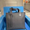 Loewe Buckle Tote Without Zip, Deep Gray Crinkled Texture Handbag for Men, Model 3050
