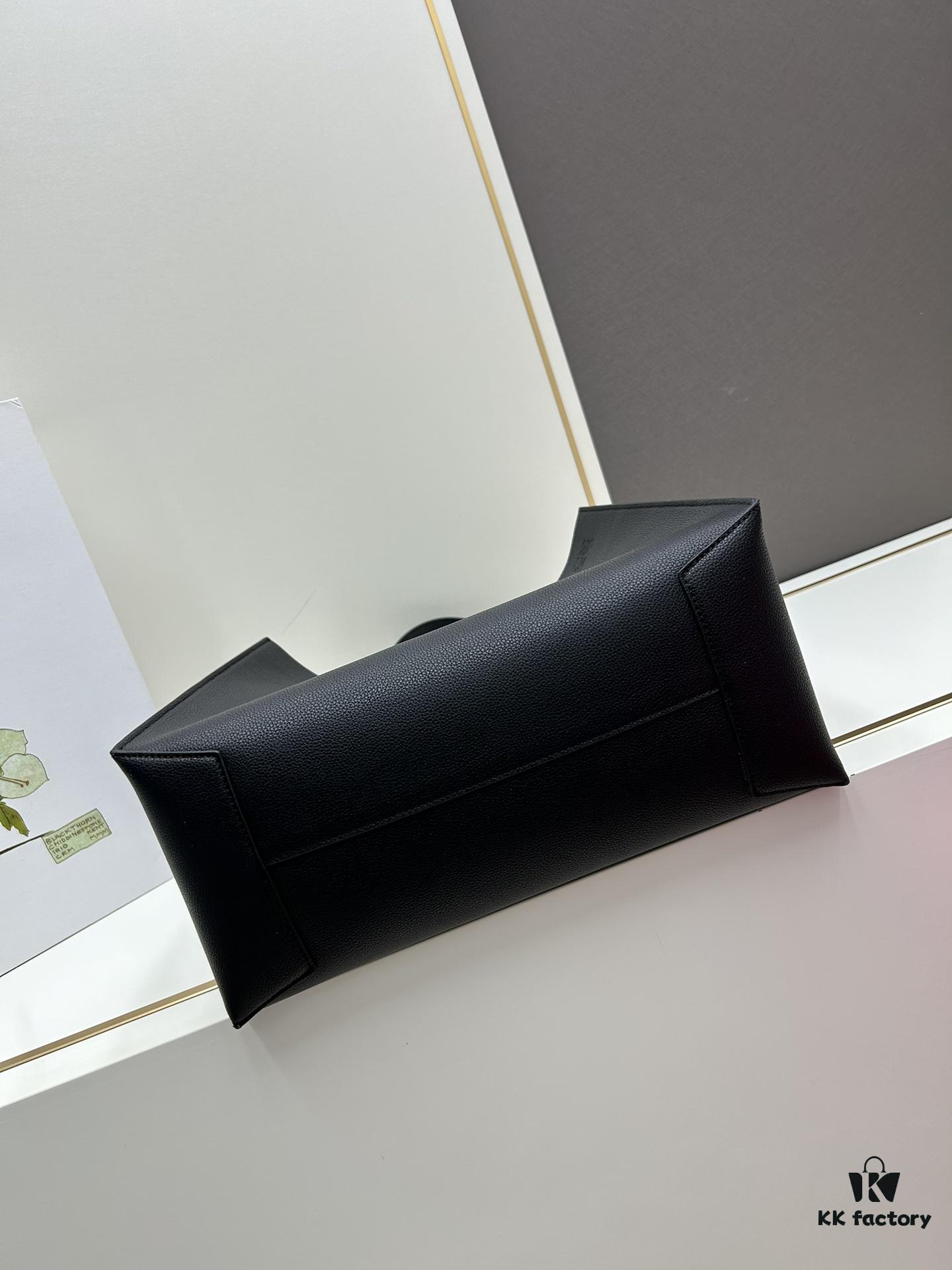 Loewe Buckle Tote Without Zip, Deep Gray Crinkled Texture Handbag for Men, Model 3050