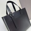 Loewe Buckle Tote Without Zip, Deep Gray Crinkled Texture Handbag, Men's Gray Tote Bag Model 3050