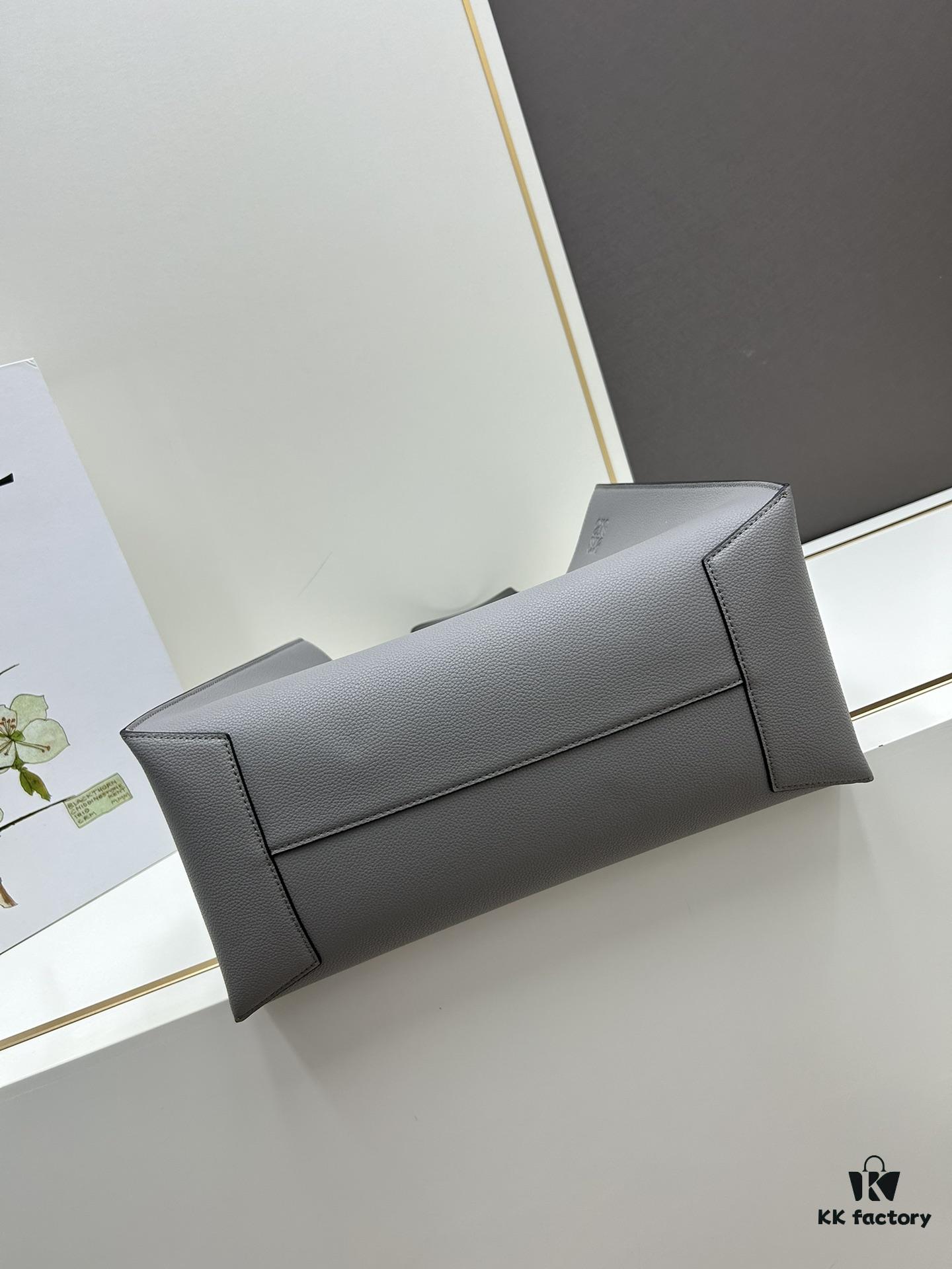 Loewe Buckle Tote Without Zip, Deep Grey Veined Calfskin Handbag for Men, Model 3050