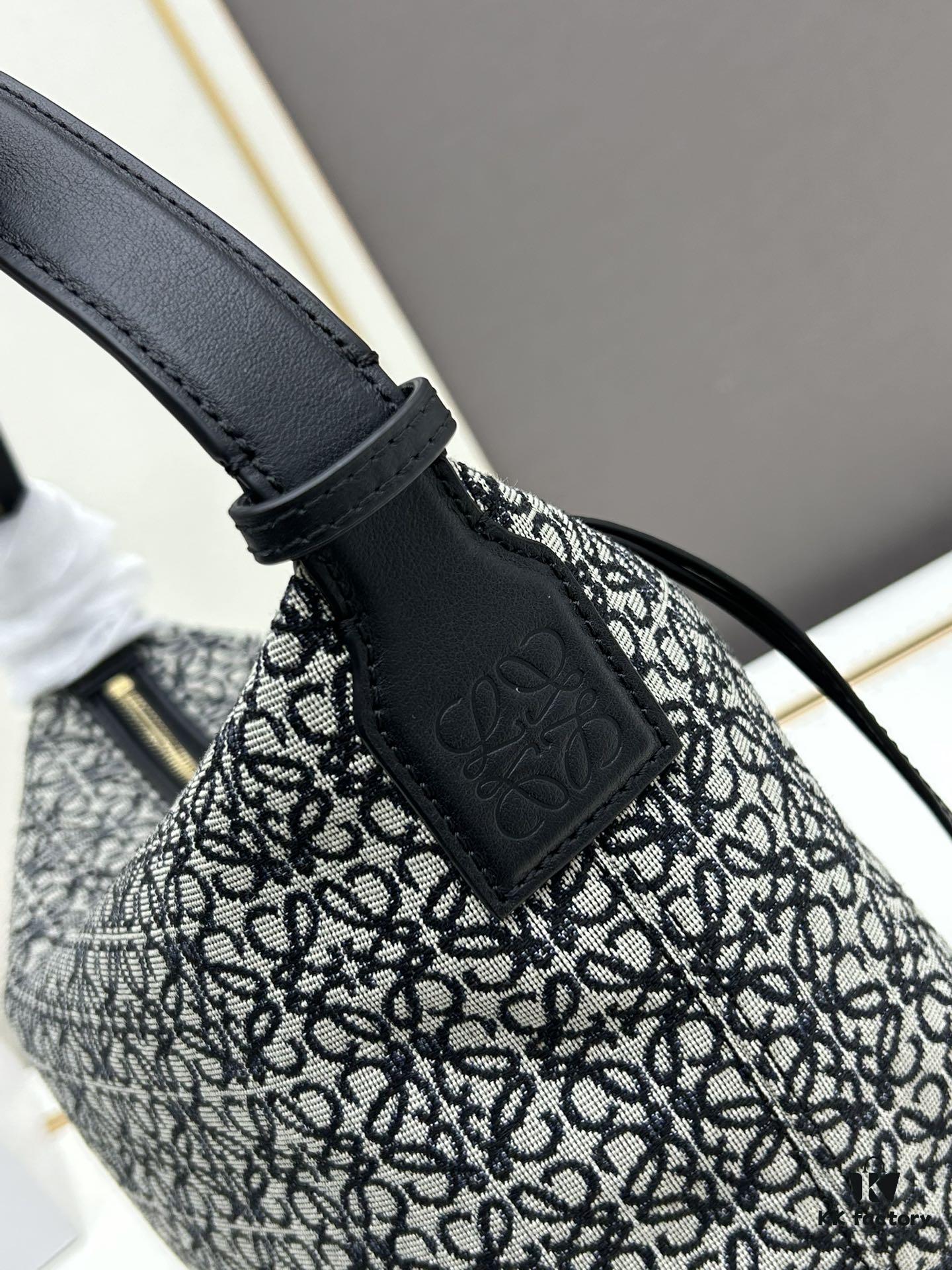 Large Loewe Cubi Canvas Lunch Box Bag – Beige Fabric with Brown Trim