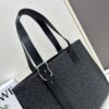 Leather and Fabric Loewe Buckle Tote Bag