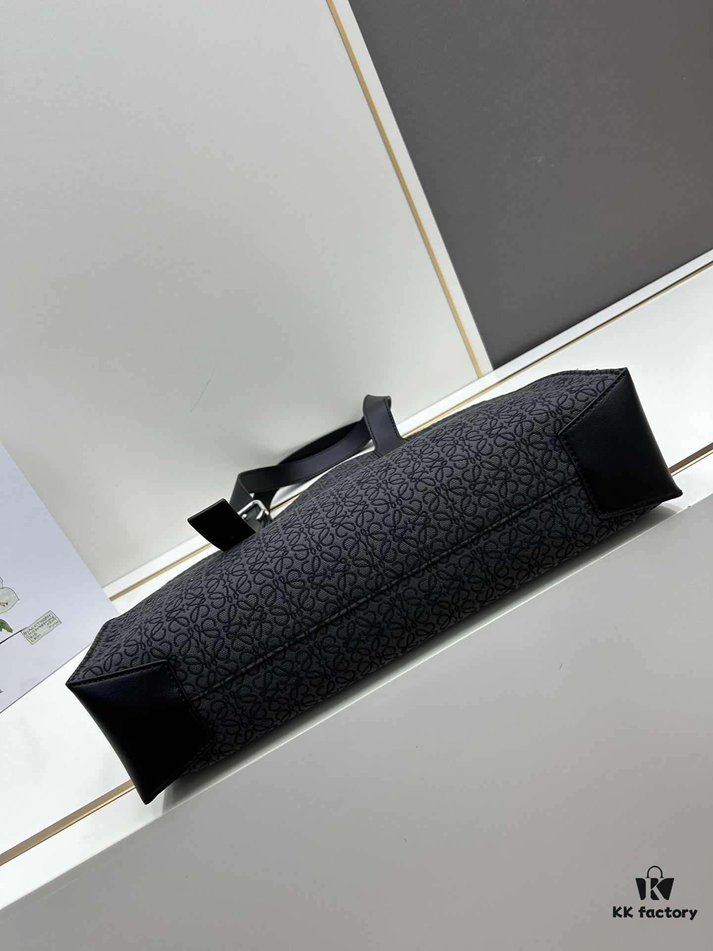 Leather and Fabric Loewe Buckle Tote Bag