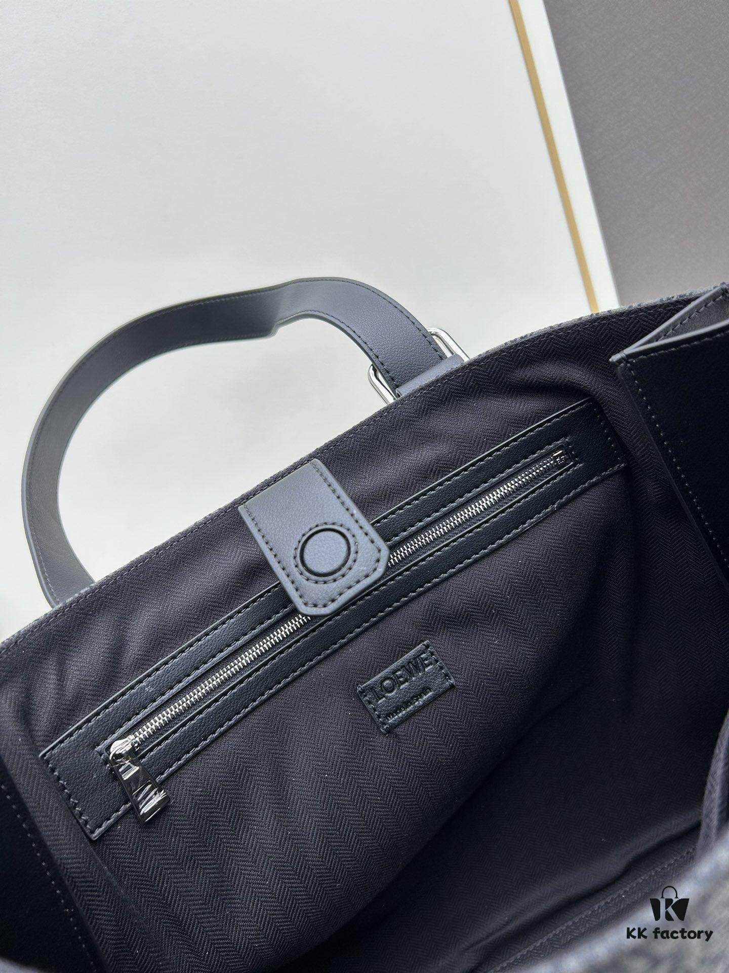 Leather and Fabric Loewe Buckle Tote Bag
