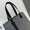 Leather and Fabric Loewe Buckle Tote Bag