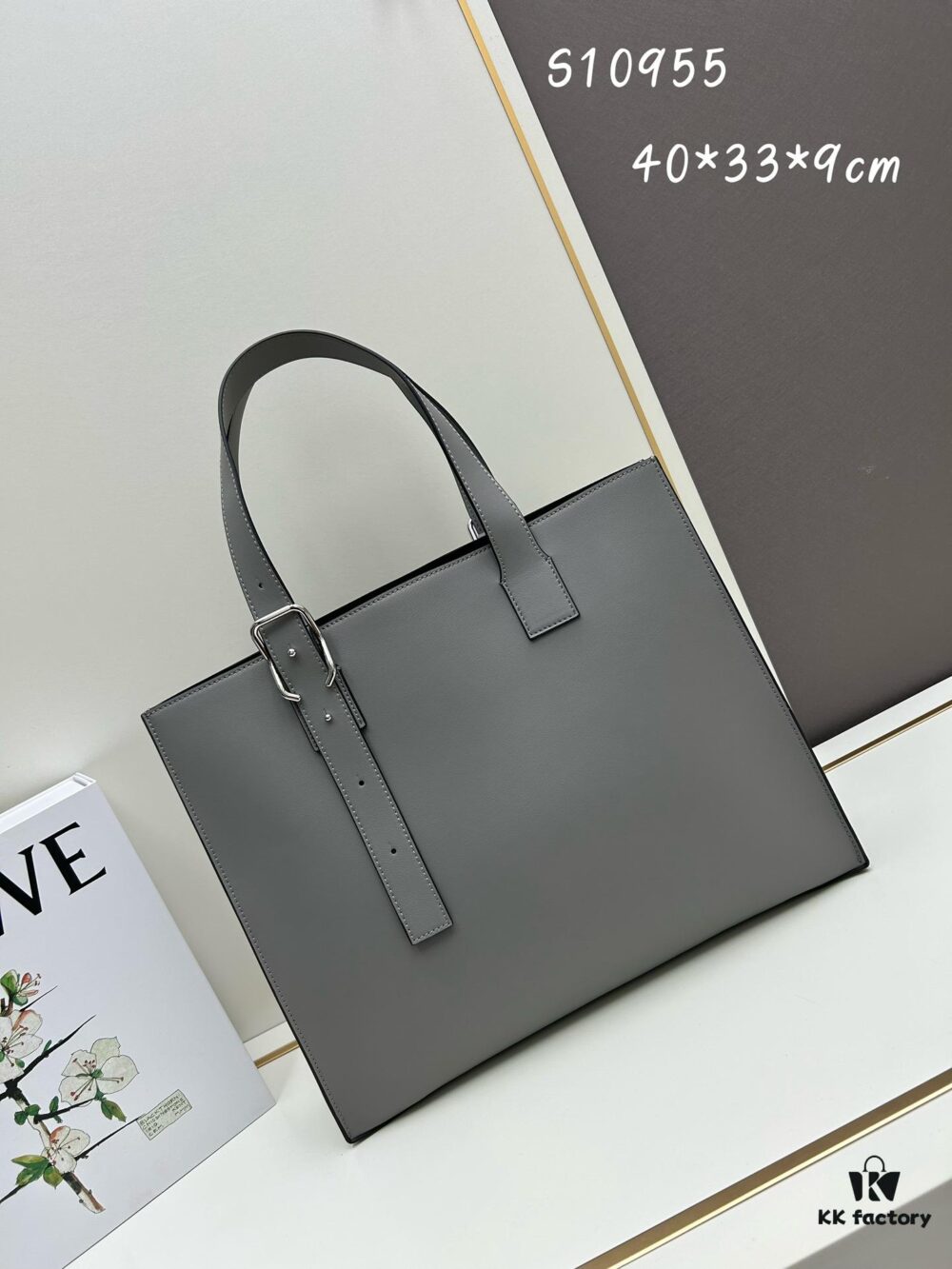 Leather and Fabric Loewe Buckle Tote Bag