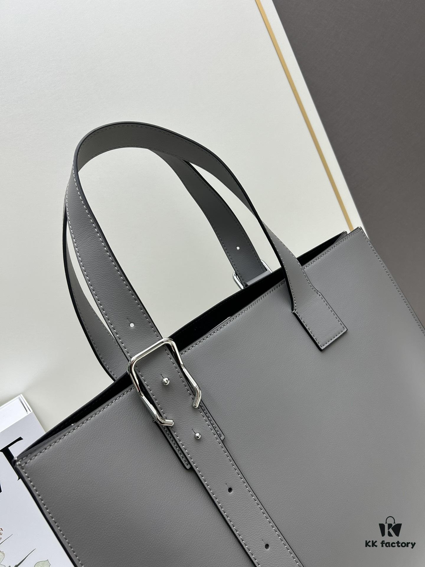 Leather and Fabric Loewe Buckle Tote Bag
