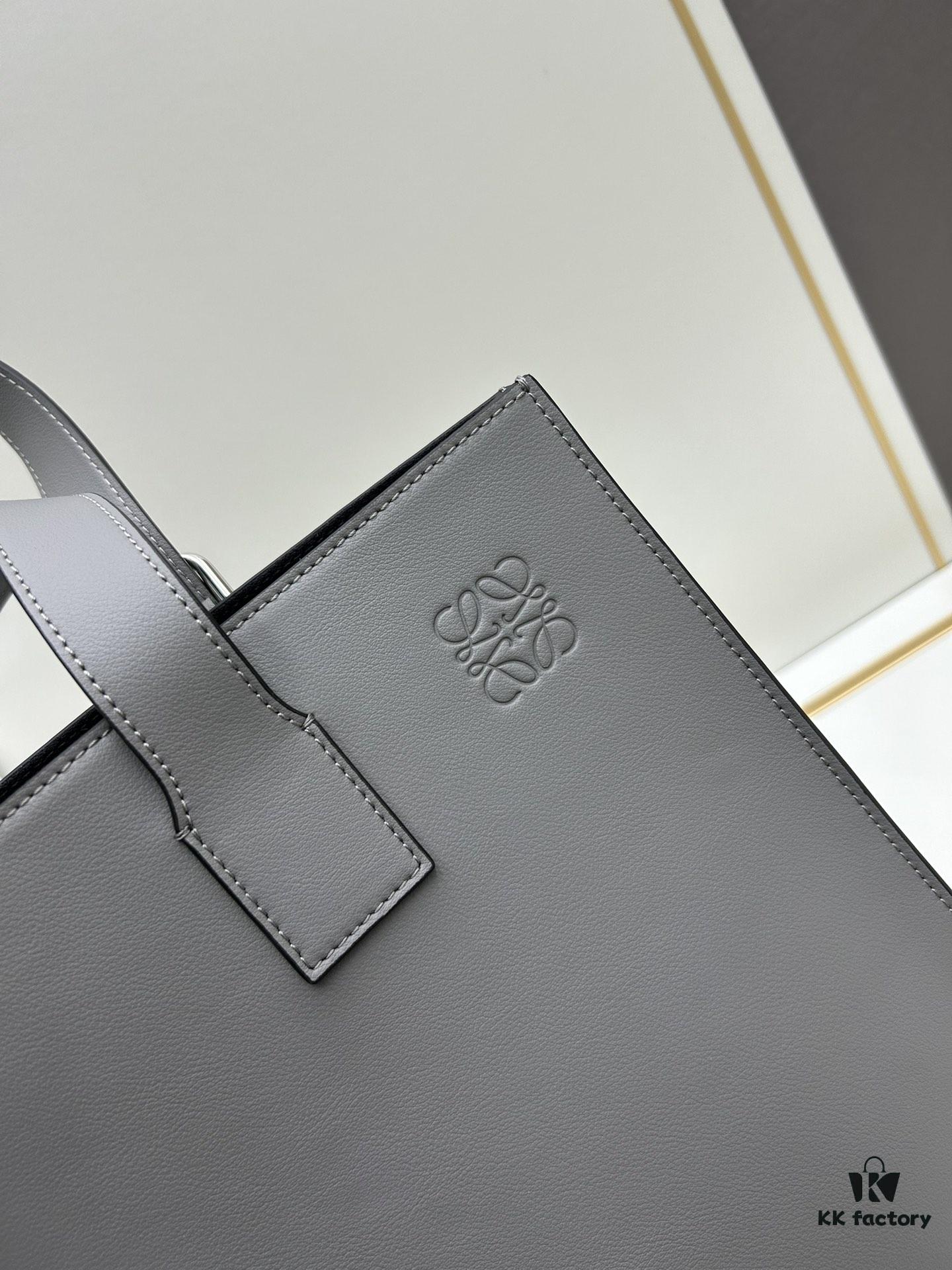 Leather and Fabric Loewe Buckle Tote Bag