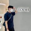 Loewe New Soft Smooth Cowhide Leather and Jacquard Fabric Military Messenger Bag for Men