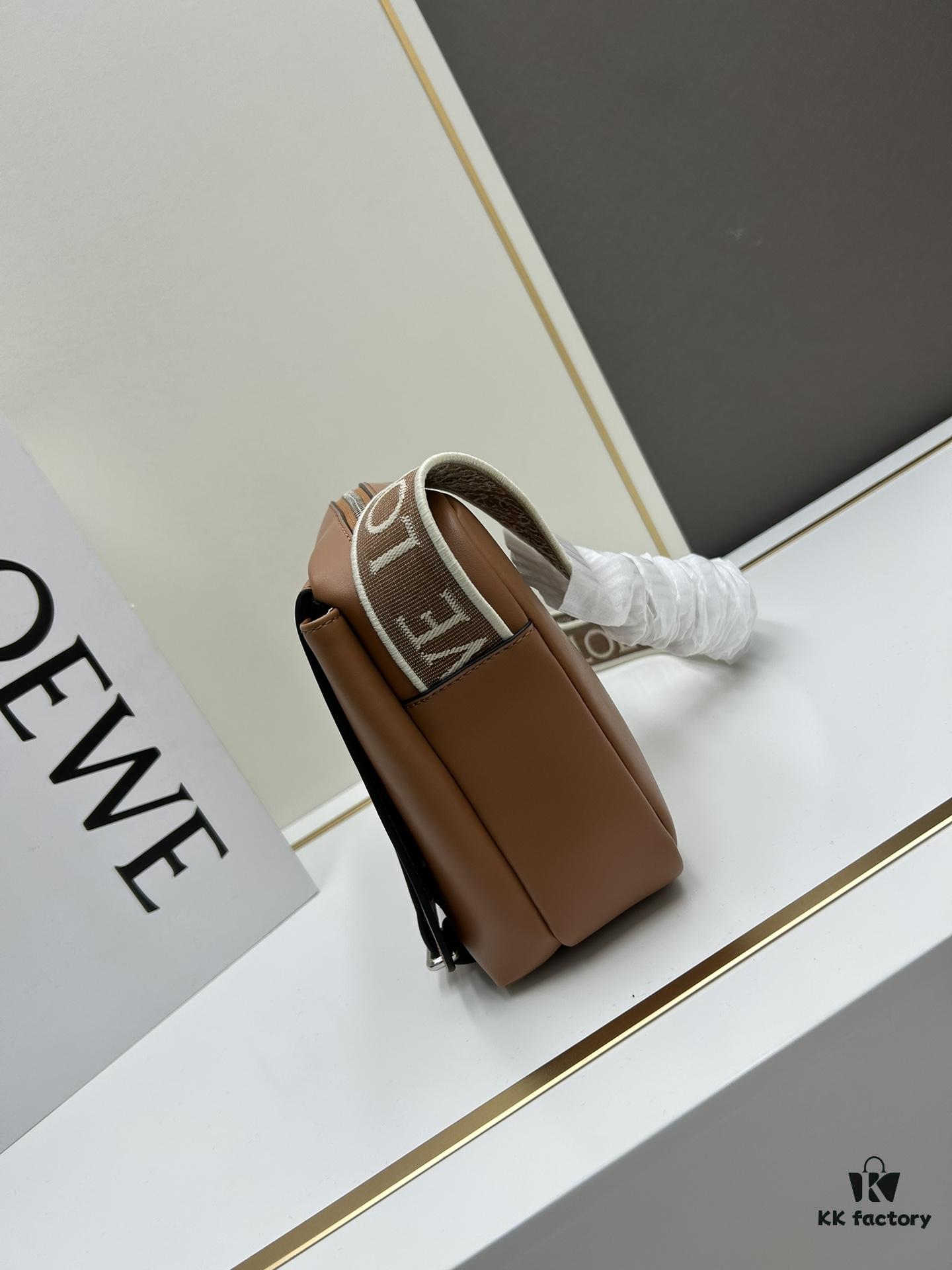 Loewe New Soft Smooth Cowhide Leather and Jacquard Fabric Military Messenger Bag for Men