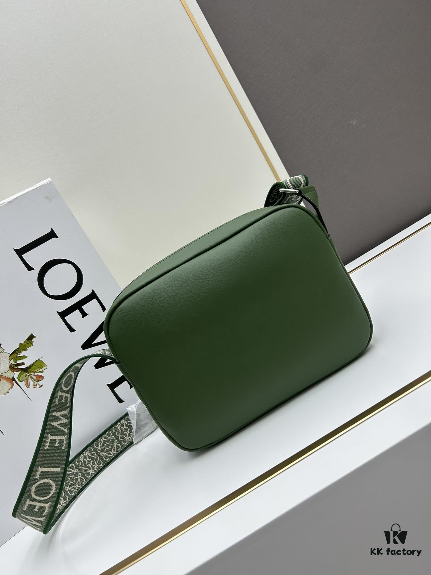 Loewe New Soft Smooth Cowhide Leather and Jacquard Fabric Military Messenger Bag for Men