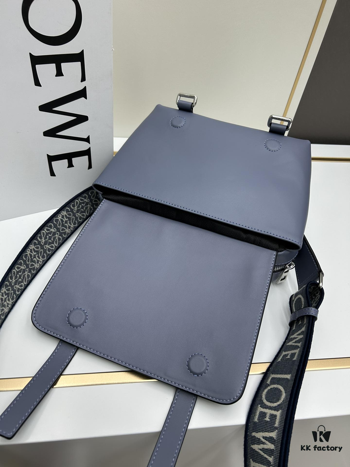 Loewe New Soft Smooth Calfskin Leather and Jacquard Fabric Military Messenger Bag for Men