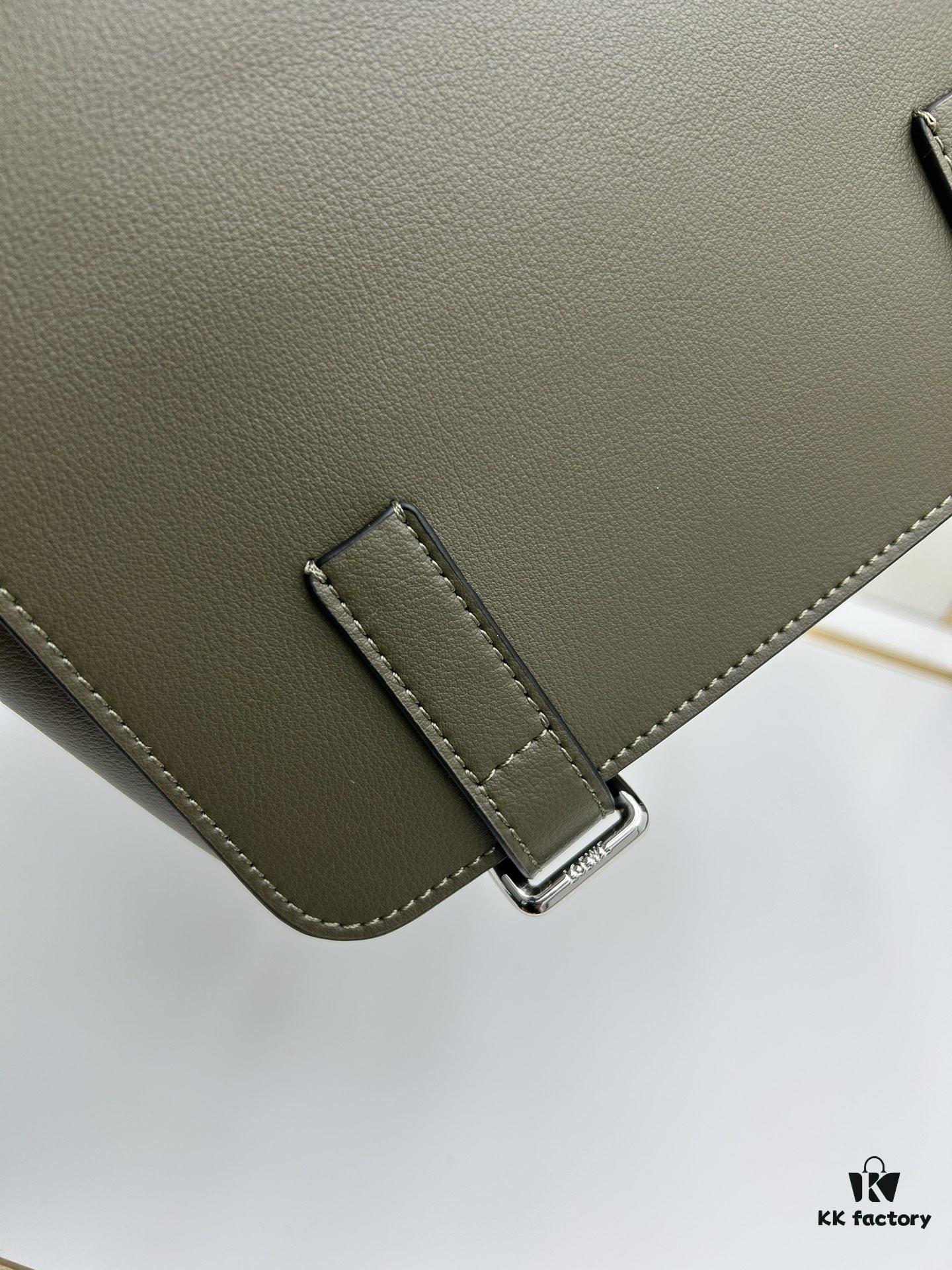 Loewe New Soft Smooth Cowhide Leather and Jacquard Fabric Military Messenger Bag for Men