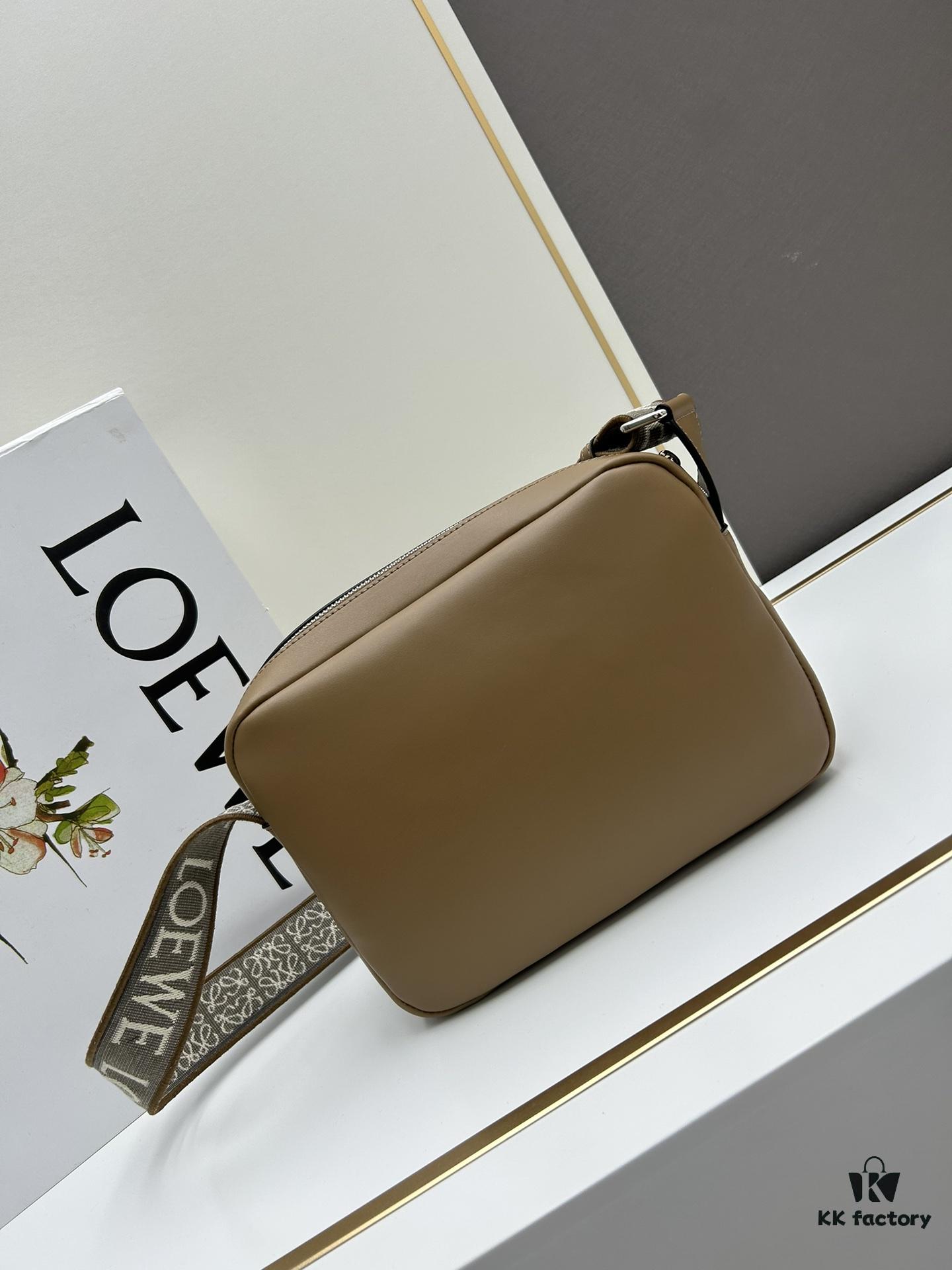 Loewe New Soft Smooth Cowhide Leather and Jacquard Fabric Military Messenger Bag for Men