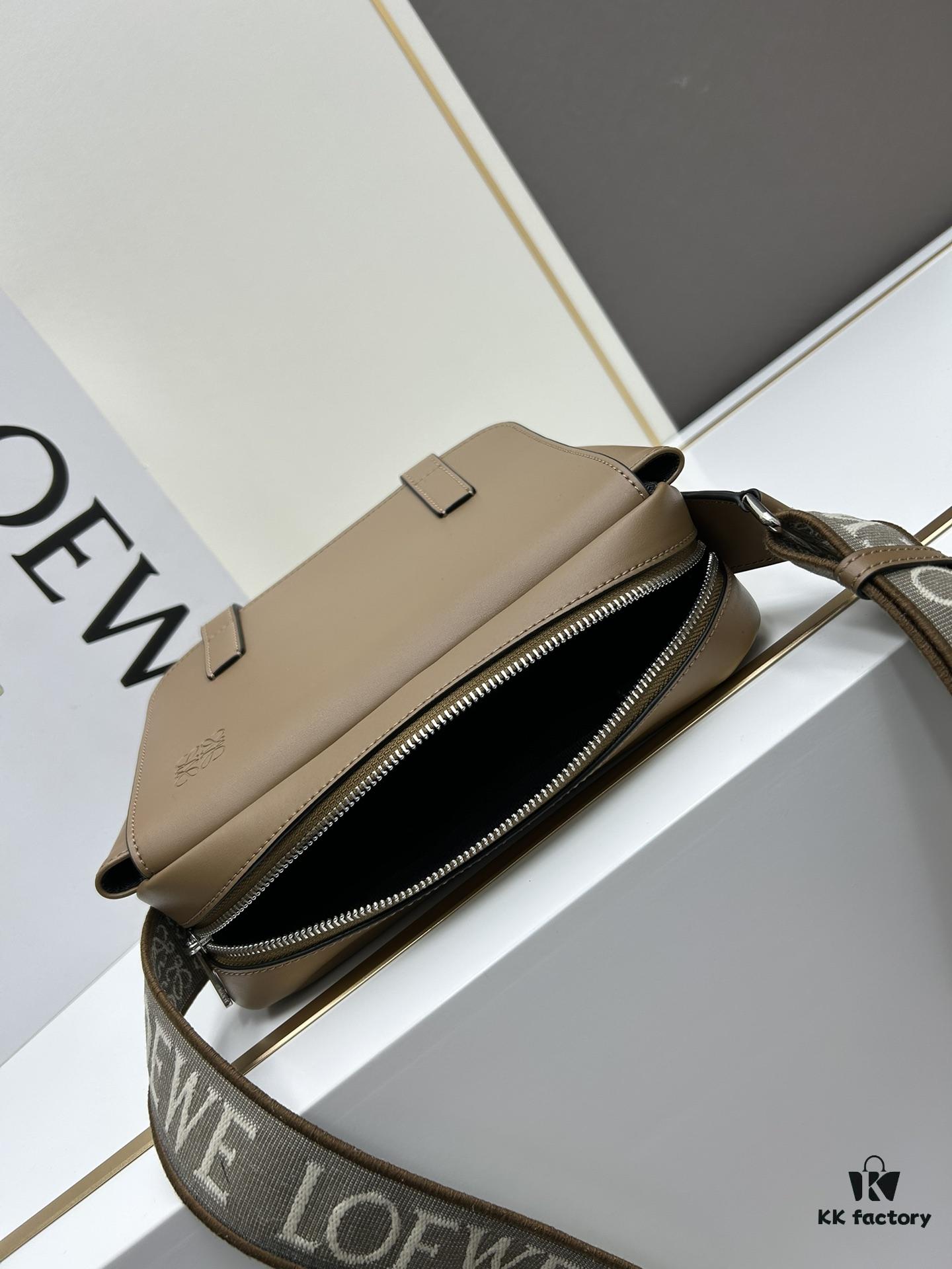 Loewe New Soft Smooth Cowhide Leather and Jacquard Fabric Military Messenger Bag for Men