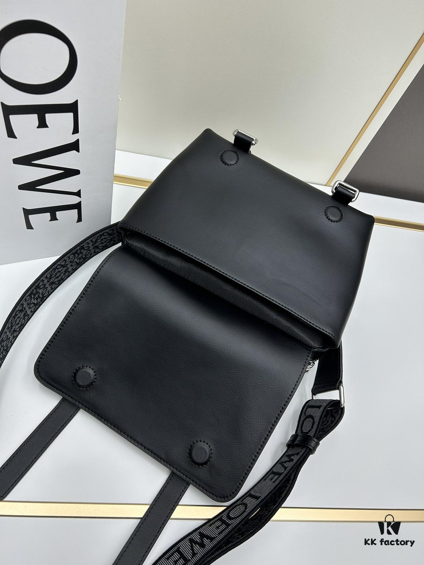 Loewe New Soft Smooth Calfskin Leather and Jacquard Fabric Military Messenger Bag for Men