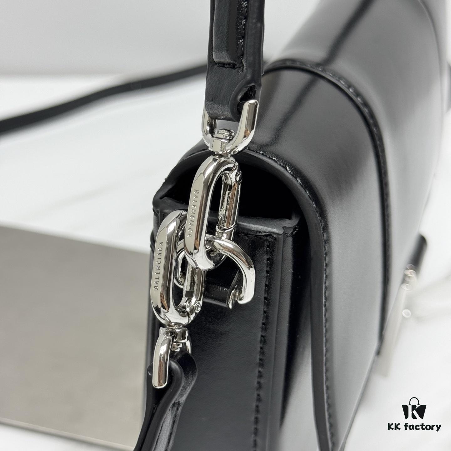 In Stock! Small Size [Black Silver Plain Weave] BALENCIAGA Hourglass Crossbody Bag