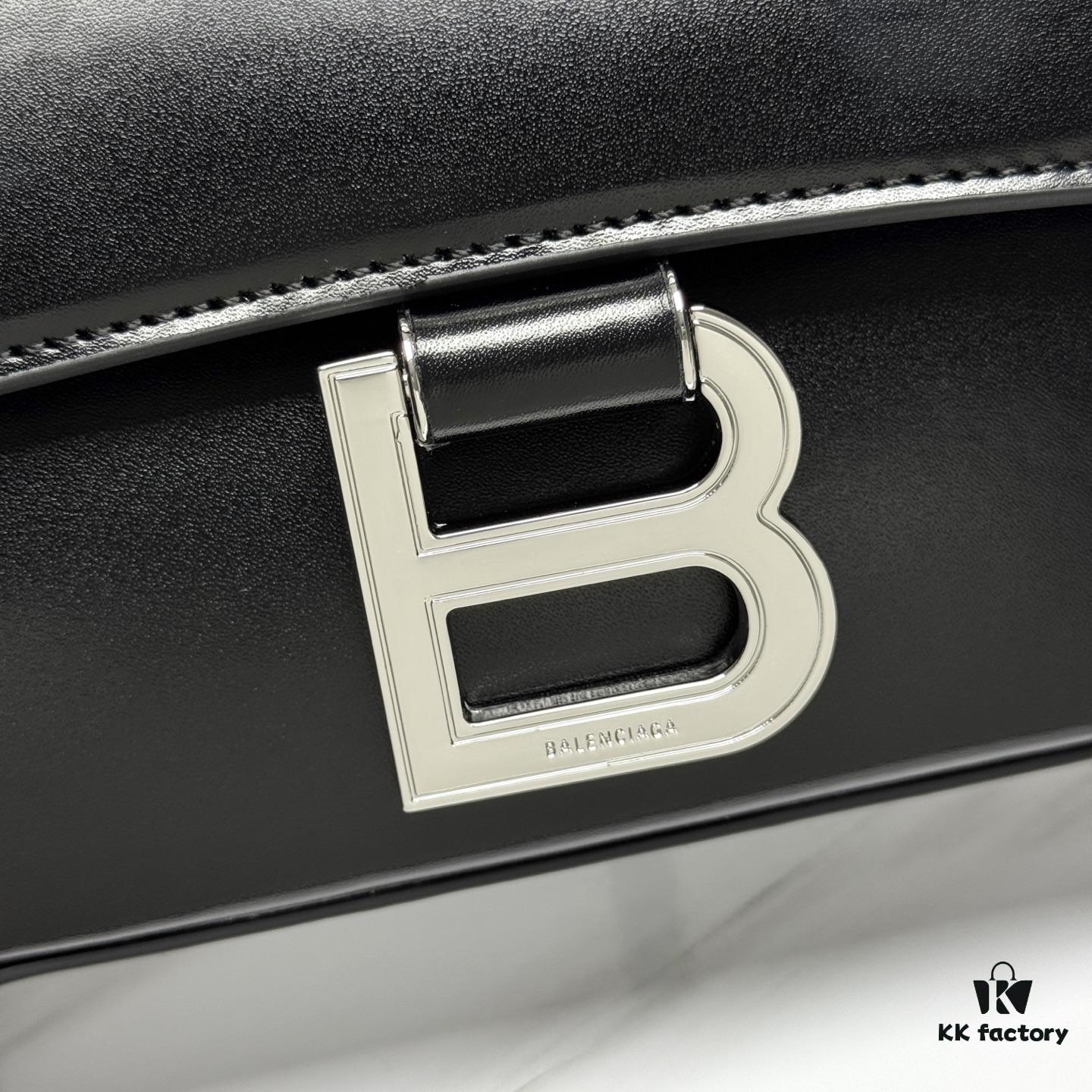 In Stock! Small Size [Black Silver Plain Weave] BALENCIAGA Hourglass Crossbody Bag