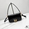 In Stock! Small Size [Black and Gold Plain Texture] BALENCIAGA Hourglass Crossbody Bag