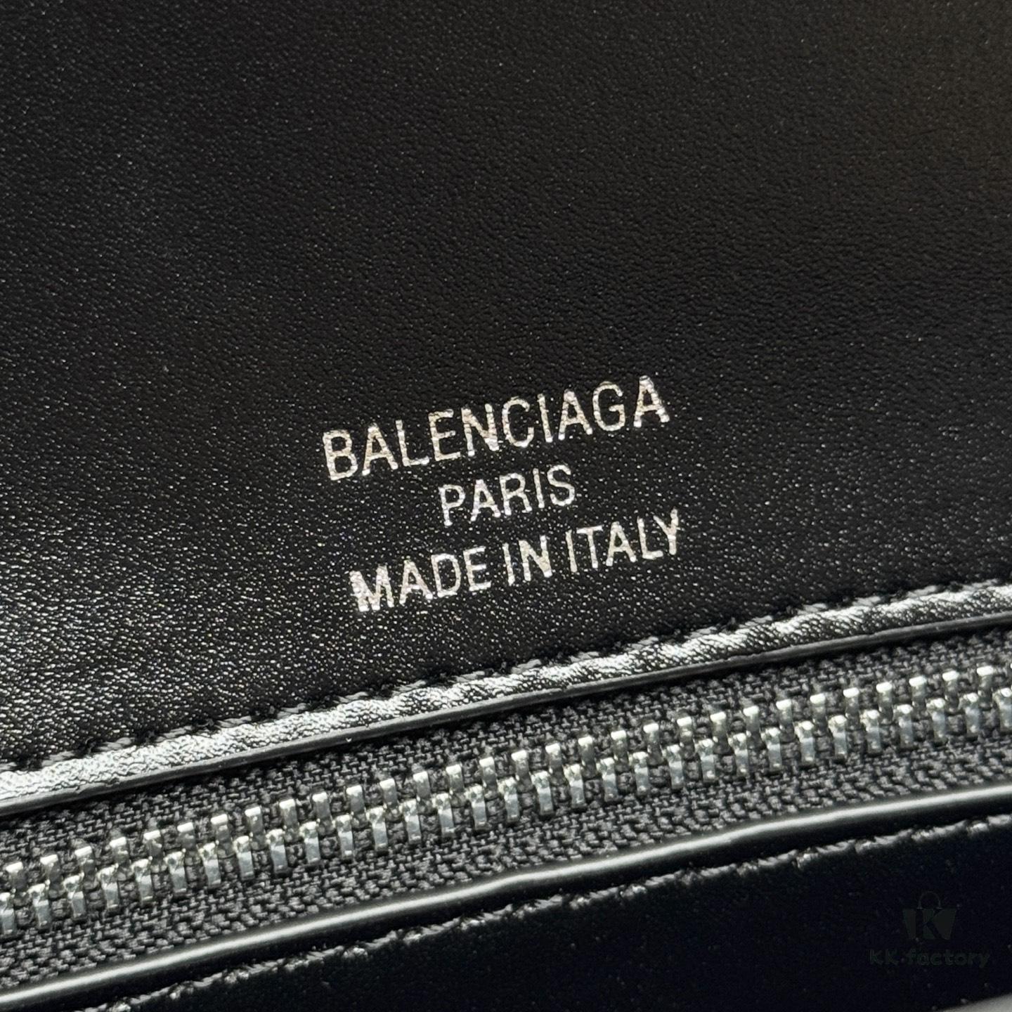 In Stock! Small Size [Black Silver Plain Weave] BALENCIAGA Hourglass Crossbody Bag