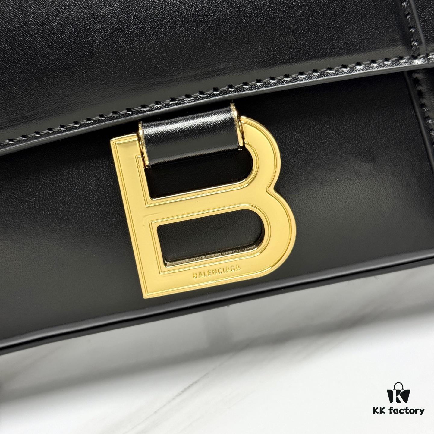 In Stock! Small Size [Black and Gold Plain Texture] BALENCIAGA Hourglass Crossbody Bag