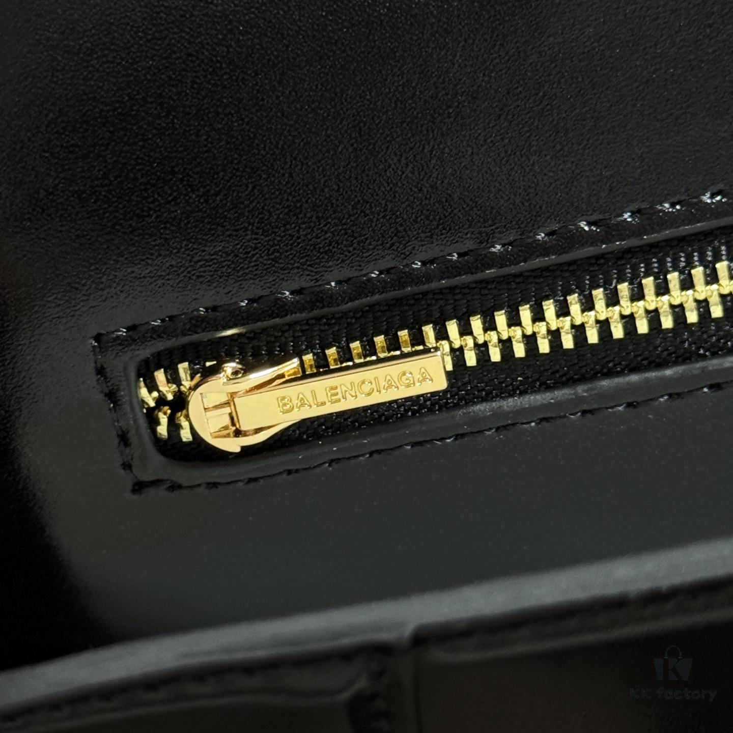 In Stock! Small Size [Black and Gold Plain Texture] BALENCIAGA Hourglass Crossbody Bag