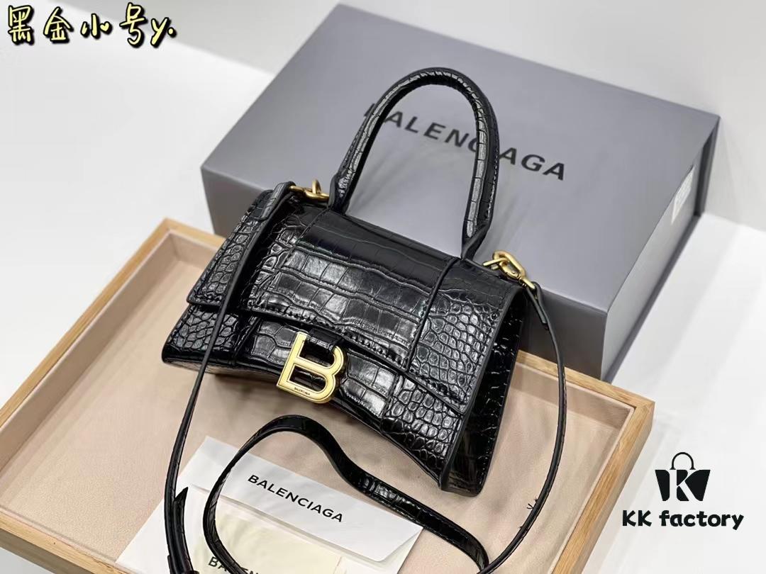 Balenciaga Hourglass Bag Crocodile Black