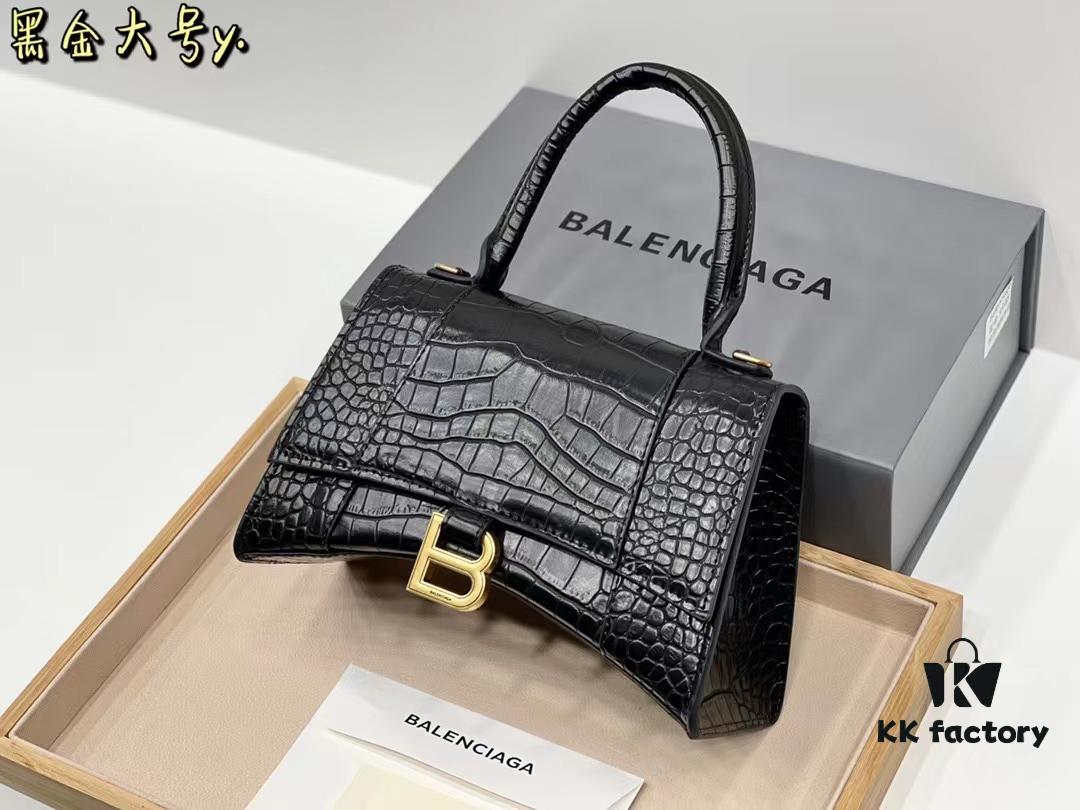 Balenciaga Hourglass Bag Crocodile Black
